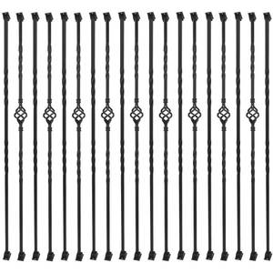lot 4846 image: Sidasu 30 Pack Iron Balusters Stair Spindles Hollow Single Basket Black Iron Spindles Double Twist 12 Square Metal Balusters with Baluster Swivel Shoes 180 Degree Adjustable Direction - Retail $200