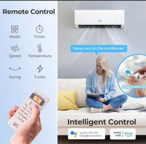 lot 4857 image: Smart Split Air Conditioner Unit with Remote Control and App Integration, INDOOR UNIT AND REMOTE ONLY  - Retail $179