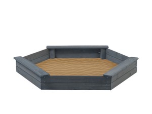 lot 4877 image: Jack & June Hexagonal Cedar Sand Box Playset  Adorable, Durable, and Perfect for Imaginative Play, Retail $80