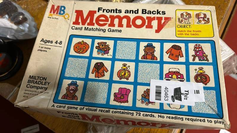 lot 40463 image: Milton Bradley Fronts and Backs Memory Card Matching Game