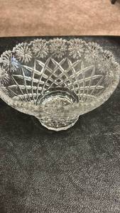 lot 6954 image: Candy dish - Cut Glass Bowl with Floral Rim and Diamond Pattern