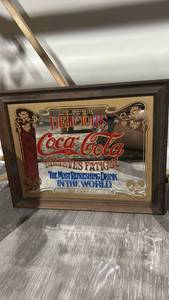 lot 6973 image: Coca-Cola Delicious Relieves Fatigue Framed Mirror Sign 11x14