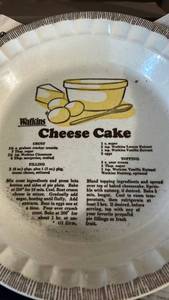 lot 6997 image: Watkins Recipe Pie Plate Set Cheese Cake Cherry Pie 2 Plates