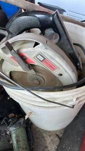 lot 7066 image: Sears Craftsman Circular Saw and bucket of misc