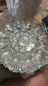 lot 7085 image: Glass Serving Dish with Shell Handle Compartments