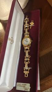 lot 60060 image: Roman Elegante Quartz Watch Bracelet 24KT Over Sterling