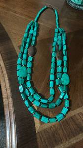 lot 60087 image: Turquoise Beaded Multi-Strand Necklace with Stone Pendants