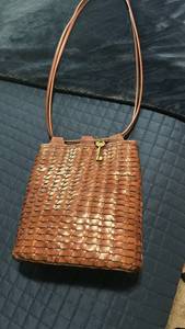 lot 60103 image: Woven Leather Shoulder Bag with Key Charm