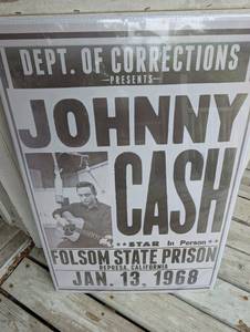 lot 3000 image: Large Johnny Cash Folsom State Prison Jan. 13, 1968 Poster