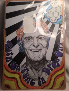 lot 3011 image: Timothy Leary Portrait and Molecular Graphics Tin Sign