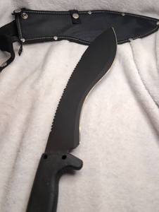 lot 4500 image: Large Fixed Blade Knife with Sheath Serrated Edge