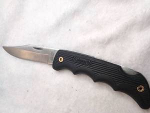lot 4505 image: Coleman Folding Pocket Knife Stainless Steel Blade Black Handle