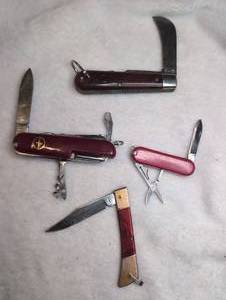 lot 4509 image: Lot of 4 Multi-Tool Pocket Knives with Folding Blades and Implements