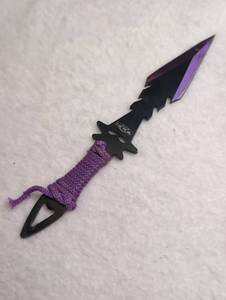 lot 4514 image: Fixed Blade Knife 440 Stainless Steel Purple Wrapped Handle Throwing Knive