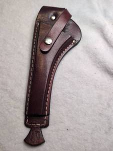 lot 4517 image: Leather Axe Sheath with Snap Closure and Stitched Edges
