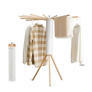 lot 6265 image: RFOUO Clothes Drying Rack Tripod,Foldable Portable Laundry Drying Rack with Wooden 16 Rods, Space-Saving Freestanding Clothes Rack for Indoor Outdoor, Apartment, Bedroom, Laundry Room