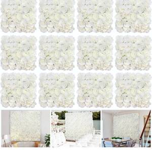 lot 6267 image: Flower Wall Backdrop 12-Pack 12x12 Artificial Silk Flowers Rose Floral Panels Spring Wedding Home Mothers Day Valentines Day Photography Event Party Decoration -White
