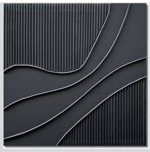lot 6270 image: NANKAI Art Hand-Painted Black Texture Minimalist Oil Painting 24x24 inch Abstract Home Wall Art Deco Painting