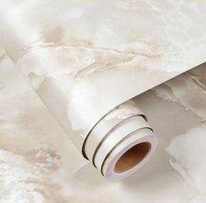 lot 6285 image: FunStick Thick Cream Beige Marble Contact Paper