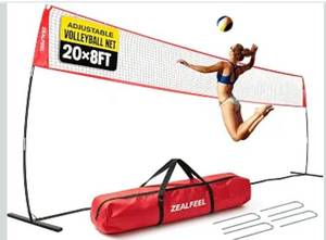 lot 6294 image: Volleyball Net, 12ft20ft Volleyball Training Net for Backyard Height Adjustable, Portable Freestanding Practice Net for Hitting & Serving Drills, Pop up Net with Carry Bag for Indoor Outdoor