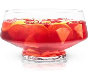lot 6301 image: Viski Footed Glass Punch Bowl, Heavy Base Large Punch Bowl with Angled Design, Party Serveware for Cocktails & Functional Centerpiece, Clear, 2.5gal