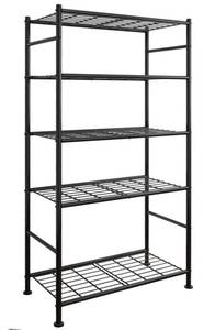 lot 6302 image: Storage Shelves - 5 Tier Shelf Organizer, Heavy Duty Garage Shelving Unit with Leveling Feet, Stable Metal Shelves Organizer for Pantry, Kitchen and Closet, 33.0 W x 12.6 D x 72.0 H, Black