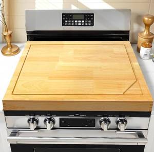 lot 6303 image: 4 In 1 Noodle Board Stove Cover Lightweight Cutting Board Wood Stove Top Covers for Electric Stove, Glass Gas Stove Cover for Gas Burners - 30 x 22