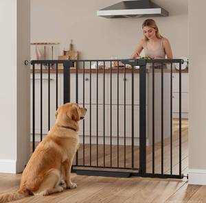 lot 6304 image: Cumbor 36 Extra Tall Baby Gate, 30-54 Wide Dog Gates for Large Dogs, Dual Lock & Self-Closing Child Gate for Stairs, Doorways & Hallways, Pressure Mounted Safety Proofing for Babies & Pets, Black