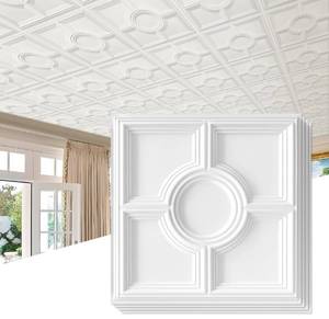 lot 6308 image: STICKGOO Drop Ceiling Tiles 24 x 24in, Waterproof, Premium PVC Ceiling Panels to Prevent Breakage, Pack of 12 Tiles Cover 48 Sq. Ft, White