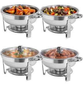 lot 6328 image: Chafing Dishes for Buffet 4 Pack 6QT Round Chafers Warmers Sets