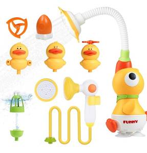lot 6335 image: Baby Bath Sprayer Toy for Toddlers-Adjustable Water Flow Rinser with 3 Squirting Ducks & Bathtub Shower Head,Fun Bath Time Gift for 1 2 3 Year Old Kids, Babies & Newborns