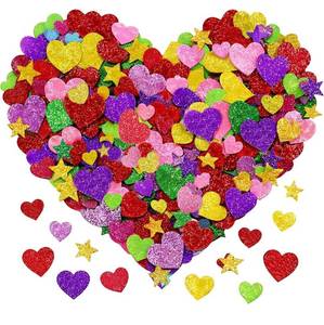 lot 6369 image: Back to School Supplies - 280 PCS Glitter Foam Reward Stickers for Kids  Self Adhesive Stars Mini Heart Shapes Stickers for Teachers Students Classroom - Arts Craft Scrapbook Supplies Party Favors 5 Packs