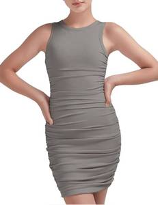 lot 6373 image: EXARUS Girls Ruched Dresses Bodycon Summer Teen Ribbed Sleeveless MiniCocktail Homecoming Dance Party Prom Formal Casual Teen Short Fitted Tank Crew Neck Strethy Tween Pencil For 10yo