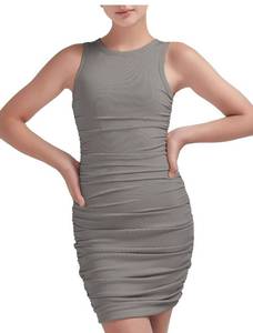 lot 6375 image: EXARUS Girls Ruched Dresses Bodycon Summer Teen Ribbed Sleeveless MiniCocktail Homecoming Dance Party Prom Formal Casual Teen Short Fitted Tank Crew Neck Strethy Tween Pencil For 10Y