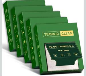 lot 6385 image: TEAWOO Face Towels Disposable, 100% Viscose Fiber Double-Sided Facial Towelettes, Soft Thick Lint-Free Makeup Remover Wipes for Sensitive Skin, 10 Travel Pack 100 Count