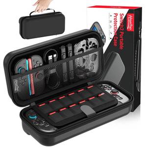 lot 6387 image: HEYSTOP Carrying Case for Nintendo Switch 2, Water-Resistant Hard Shell Travel Pouch with 12 Game Slots, Slim Storage Bag for Backpacking & Road Trip, Secure Straps & Dual Zippers, Black