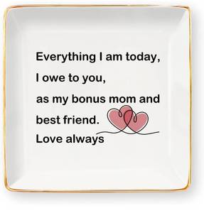 lot 6389 image: Aelciyue Bonus Mom Gifts - Mothers Valentines Day Birthday Christmas Gifts for Stepmom Long Distance Gift for Step Mom from Stepdaughter Ceramic Jewelry Dish Tray Ring Dish Holder 2 Pack