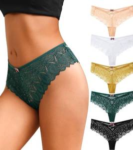lot 6415 image: J-pone Lace Thongs for Women Sexy High Waisted Underwear Hollow Out Panties String  Criss Cross Thong Multipack Medium