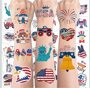 lot 6420 image: 10 Packs 250th Anniversary USA Shirt - 150 PCS 4th of July Tattoos  4th of July Outfits for Women - American Flag Red White Blue Decor for Fourth of July Accessories Merchandise Decorations Supplies Favors