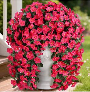 lot 6443 image: Artificial Fake Hanging Flowers for Spring Outdoor Outside Decoration, 2PCS Faux Silk Hotpink Daisy Plants UV Resistant Look Real Orchid Vines for Indoor Home Balcony Porch Planter