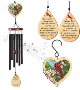 lot 6462 image: FLAGWIX Sympathy Gifts for Loss of Loved One - Large Outdoor Wind Chimes for Outside 32in - Cardinal Gifts for Women Men, Memorial Gift, Sympathy Gift Ideas, Cardinal Wind Chimes for Loss of Loved One