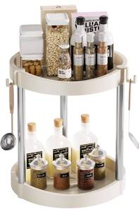 lot 6495 image: 10.01 2-Tier 360°Rotating Lazy Susan turntable Organizer Spice Rack Organization for Kitchen countertop and Cabinet pantry Organizers and storage(2White, Extra Large