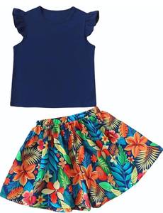 lot 6511 image: YOURUIKEY Tween Girl Summer Outfits Kid Clothes Cap Sleeve T-Shirt Wide Leg Hawaiian Beach Shorts Holiday Clothing Set 10-11