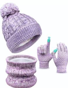 lot 6551 image: Kids Winter Hat Gloves Scarf Set, Toddler Children Girls Boys Beanie Hat Knitted Mittens & Neck Gaiter Warmer for Kids 3-10