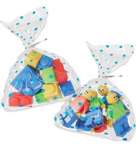 lot 6556 image: 5 Packs Artboil Blue Dots Cello Bags 5x7 Inch - Twist Tie Silver - Stylish Resealable Treat Bags for Bakery and Gifts (50 Pack)
