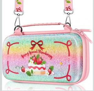 lot 6580 image: Gurgitat for Nintendo Switch 2 Carrying Case - Strawberry Cake Glittering Cute Kawaii with Handle and Strap for Switch 2 2025 Travel Cases Portable Storage Carry Protective Hard Shell for Girls Girly