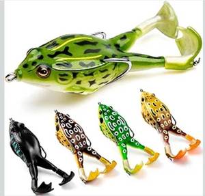 lot 6596 image: Topwater Frog Lure Bass Trout Fishing Lures Kit Set Realistic Prop Frog Soft Swimbait Floating Bait with Weedless Hooks for Freshwater Saltwater