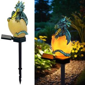 lot 6604 image: LAIAMER Solar Dragon Garden Decor Dragons Gifts for Women- Dragon Statue Outdoor with Egg Light Lawn Ornaments Solar Egg Lights for Easter Outside Yard Whimsical Art Outdoor Medieval Decor (Green)