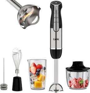 lot 6616 image: Camic Hand Blender, Cordless Immersion Blender with 6 Speeds, 4 in 1 Portable Mixer Electric Handheld Mixer with Blender, Chopper, Whisk, Frother for Soup, Smoothies, Baby Food and Puree (Orange)
