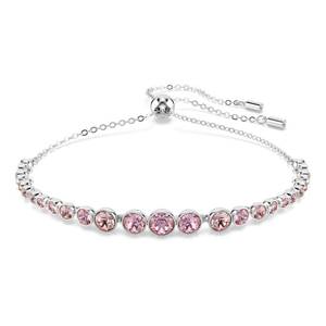 lot 6634 image: Swarovski Tennis Bracelet, Adjustable with Pink and Blue Tone Round Crystals in Various Sizes on a Rhodium-Finish Band, Size M, Part of the Emily Collection